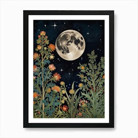 Moonlight In The Garden Style William Morris 7 Art Print