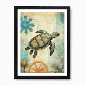 Beach House Sea Turtle  4 Art Print