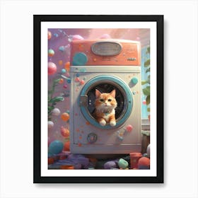 Cat In Washing Machine 18 Art Print