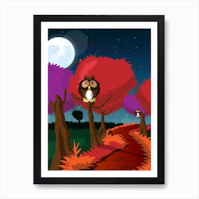 Owls In The Forest Art Print