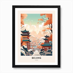 Vintage Winter Travel Poster Beijing China 4 Art Print