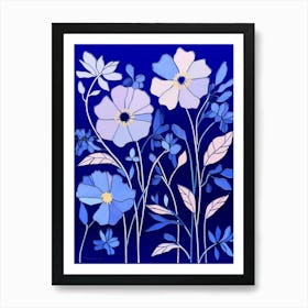 Blue Flower Illustration Asters 4 Art Print