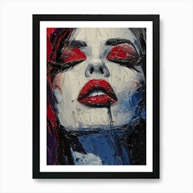 Woman With Red Lipstick Art Print