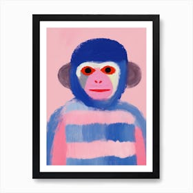 Playful Illustration Of Monkey For Kids Room 3 Art Print