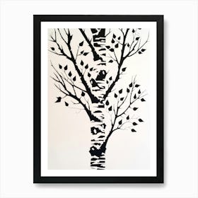 Birch Tree Simple Geometric Nature Stencil 2 Art Print