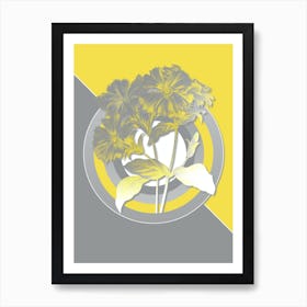 Vintage Lychnis Grandiflora Botanical Geometric Art in Yellow and Gray n.373 Art Print