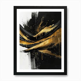 Gold And Black Abstract Painting 129 Art Print