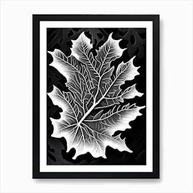 Oak Leaf Linocut 2 Art Print