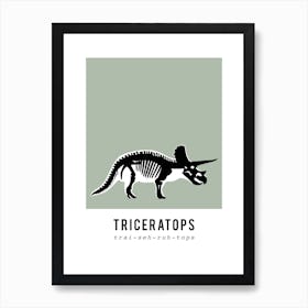 Triceratops, Dinosaur Boys Room Decor, Green Art Print