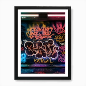 Graffiti Wall, Neon Art Print