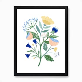 Scandi Flower Pastels Gouache Painting Art Print