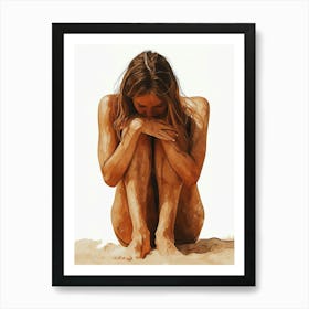 Nude Woman In The Sand 1 Art Print