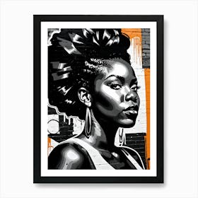 Vintage Graffiti Mural Of Beautiful Black Woman 91 Art Print