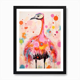 Pink Scandi Ostrich 1 Art Print