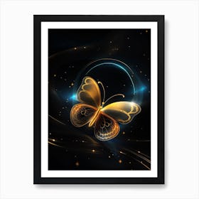 Golden Butterfly Wallpaper Art Print