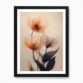 Parchment Flowers No 2 Art Print