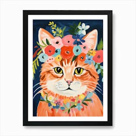 Norwegian Forest Cat With A Flower Crown Painting Matisse Style 2 Art Print