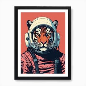 Tiger Illustrations Wearing An Astronaut Suit 4 Art Print