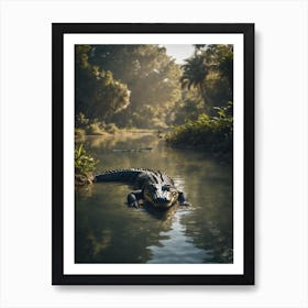 Alligator In The River Art Print