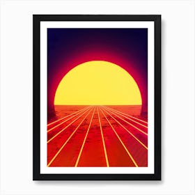 Neon landscape: Abstract wave #2 [synthwave/vaporwave/cyberpunk] — aesthetic poster Art Print