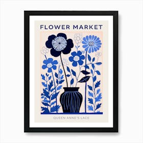 Blue Flower Market Poster Queen Annes Lace 4 Art Print