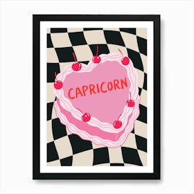 Capricorn Zodiac Heart Cake Art Print