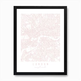 London England Light Pink Minimal Street Map Art Print