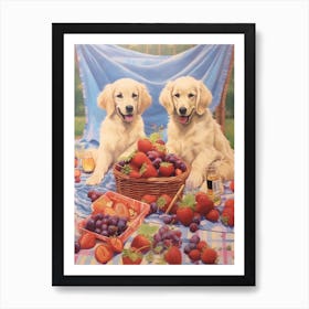 Puppies Picnic Kitsch 4 Art Print