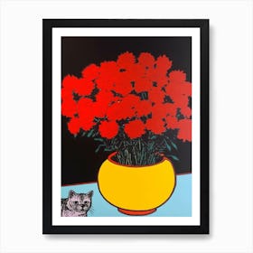 Aster With A Cat 3 Pop Art  Art Print