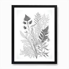 Henna Herb William Morris Inspired Line Drawing 2 Art Print