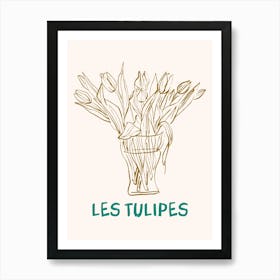 Les Tulipes Flower Vase Hand Drawn Art Print