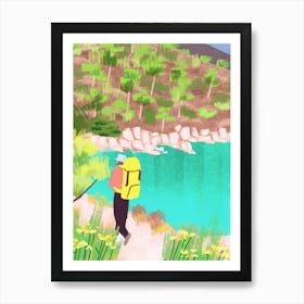 Illustration Of A Hiker Garden Illustration Art Print