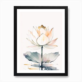 Giant Lotus Minimal Watercolour 2 Art Print