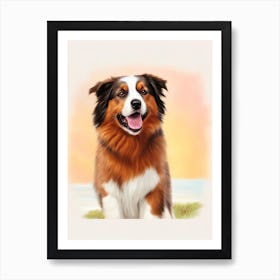 Australian Shepherd Illustration Dog Art Print