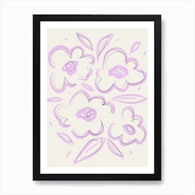 Flower Sketch 1 Lila Art Print