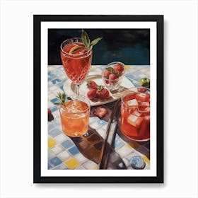 Strawberries And Cocktails In The Summer Sun 1 Art Print