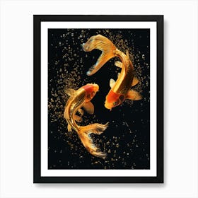 Gold Fish Swimming In Water Art Print