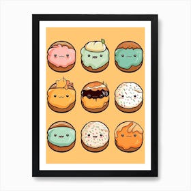 Cute Donuts Art Print
