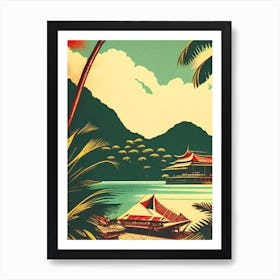 Koh Chang Thailand Vintage Sketch Tropical Destination Art Print