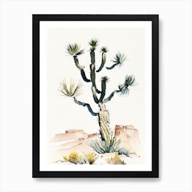 Joshua Trees In Grand Canyon Minimilist Watercolour  (1) Art Print