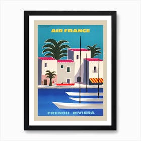 Air France Vintage French Riviera Travel Poster Art Print