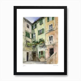 Lucca, Tuscany, Italy 1 Watercolour Travel Poster Art Print