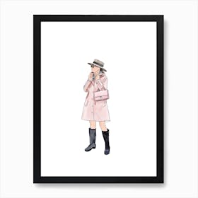 Pink rain boots Art Print