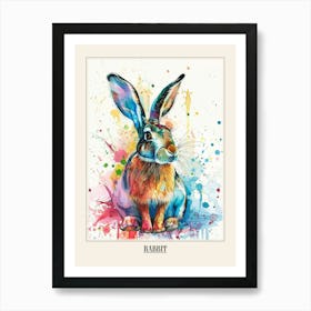Rabbit Colourful Watercolour 1 Poster Art Print