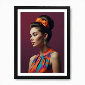 Retro Woman With Colorful Hair Art Print