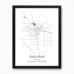 Bakersfield,United States Minimalist Map Art Print