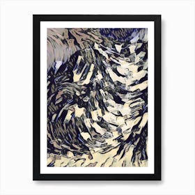 Abstract Wave Painting Black and Wight Art Print