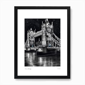 Tower Bridge London Pencil Sketch 2 Art Print