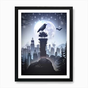 Crow On Top Of Tower Art Print