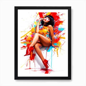 Top Model Style - Colorful Model Pose Art Print